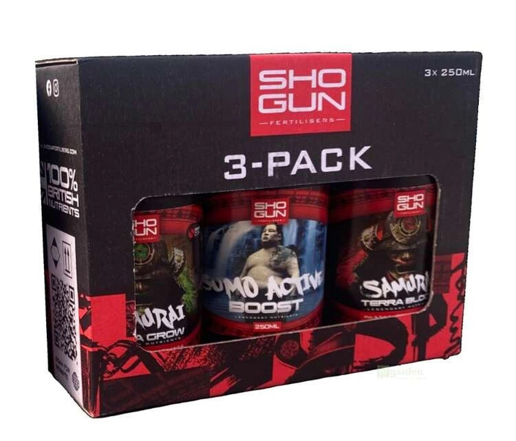 Shogun Fertilizers Tripack komplekt - Samurai Terra Grow & Bloom & Sumo Active Boost 3 x 250ml / trąšų rinkinys