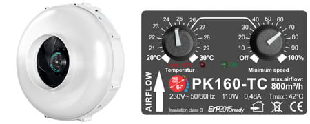 PK125-TC 125mm 400m3/h / temperatuuri reguleerimisega
